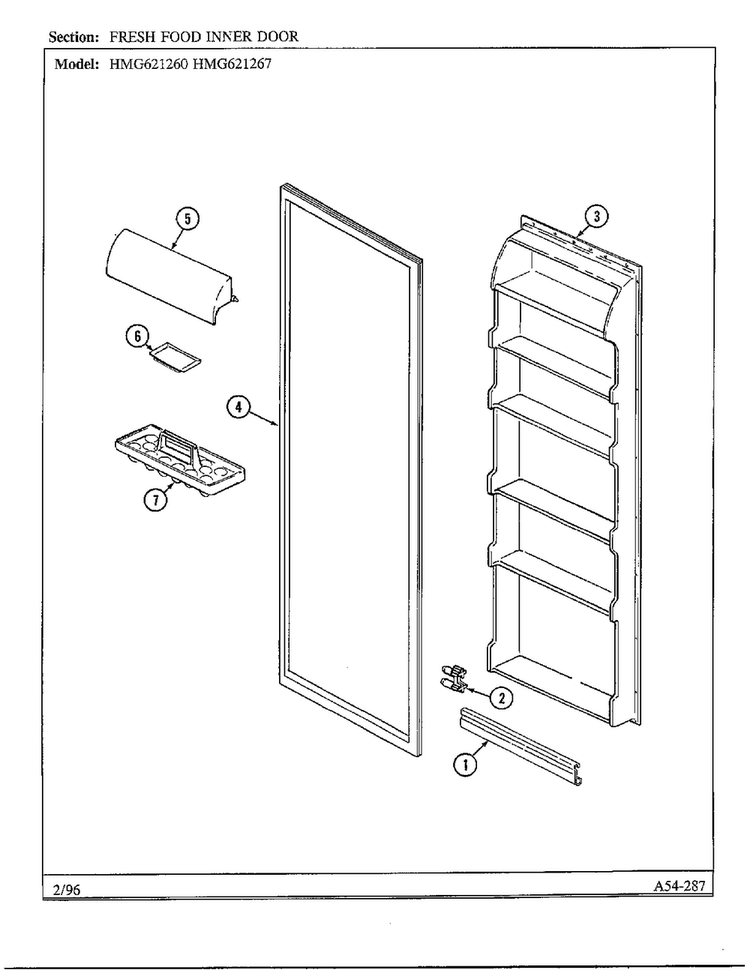 Fresh Food Inner Door Diagram and Parts List for 621260  Admiral Refrigerator