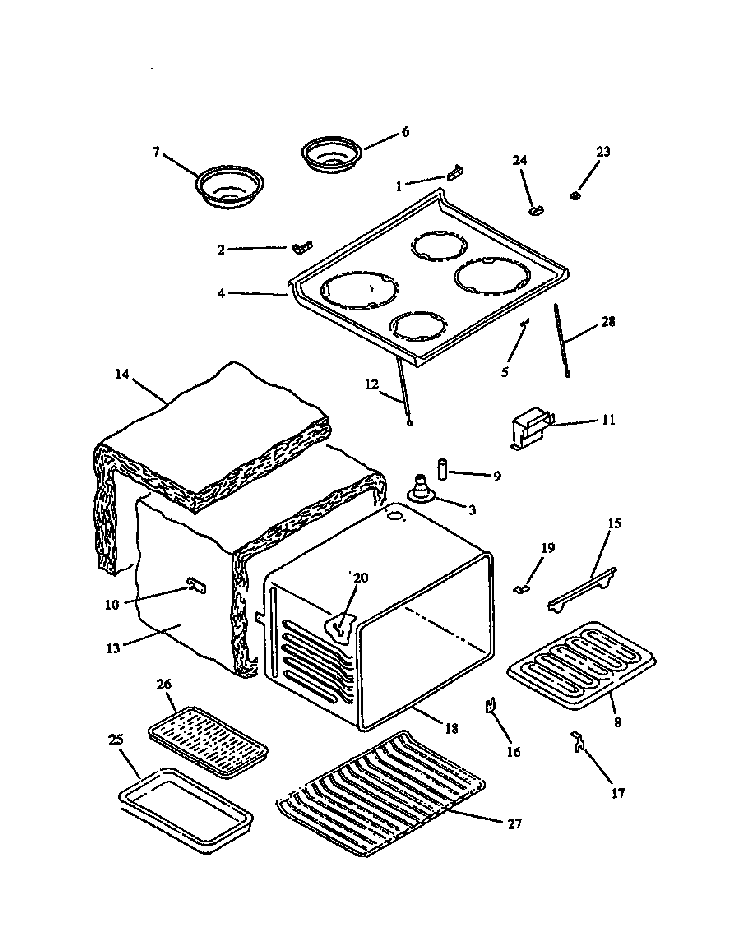 Main Top And Oven Assy Diagram and Parts List for ARR625L-P1130970NL  Amana Range