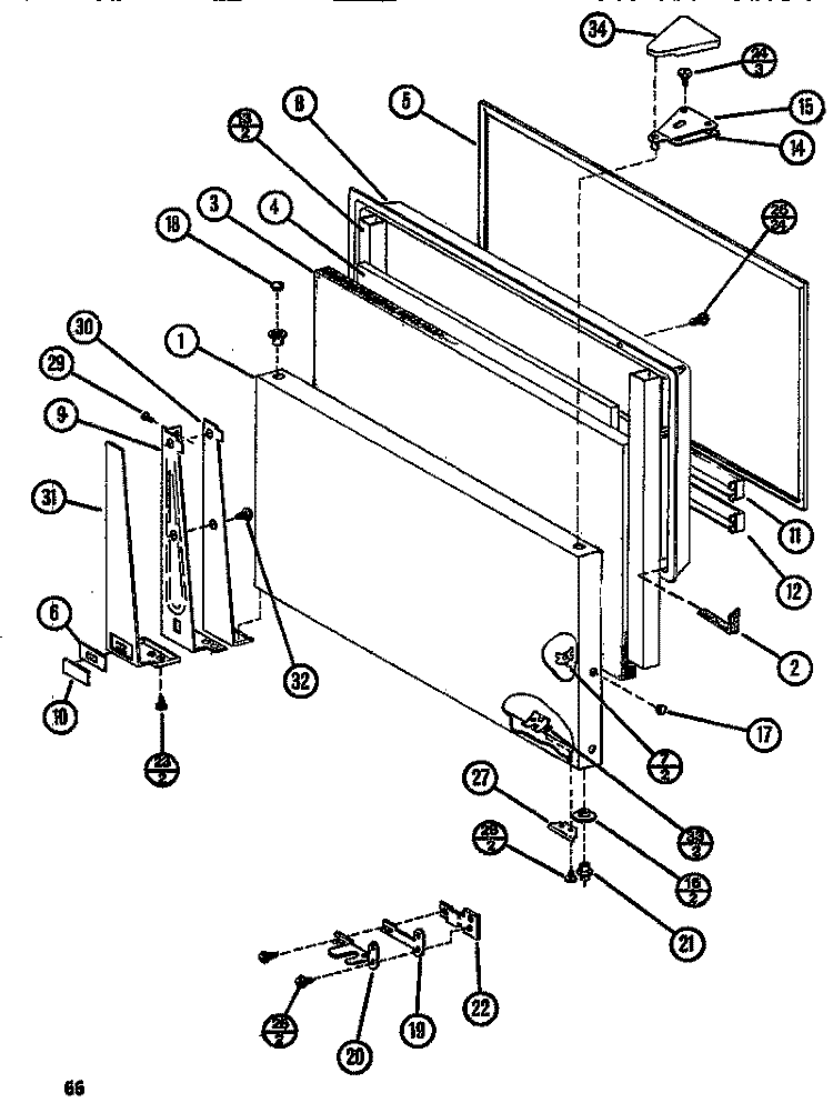 FZ DOOR Diagram and Parts List for TR518I P1117901W Amana Refrigerator