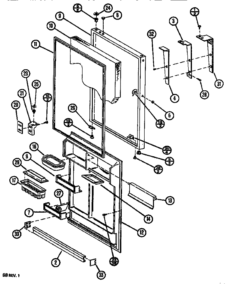 REF DOOR Diagram and Parts List for TR518I P1117901W Amana Refrigerator