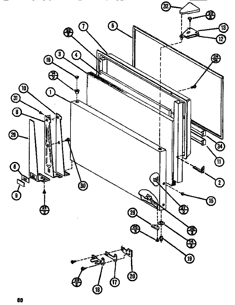 FZ DOOR Diagram and Parts List for TC522N P1109801W Amana Refrigerator