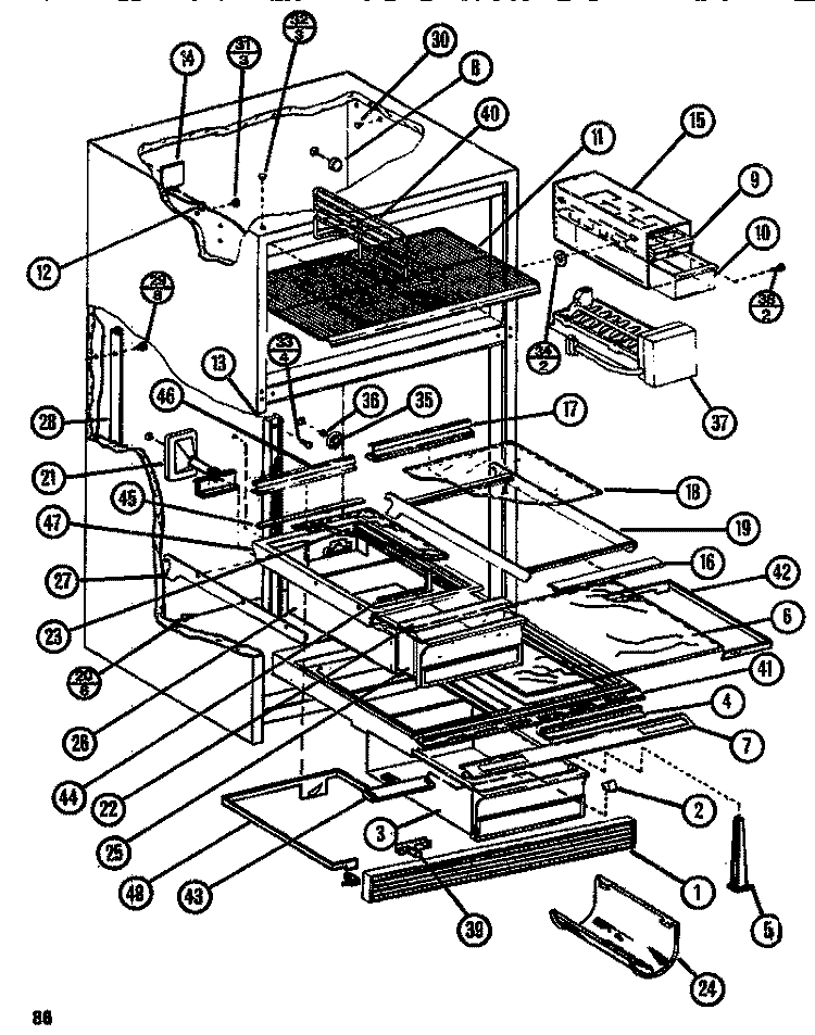 INTERIOR ACCESSORIES Diagram and Parts List for TC522N P1109801W Amana Refrigerator