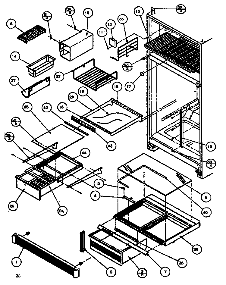CABINET SHELVING Diagram and Parts List for TR520Q1 P1135702W Amana Refrigerator
