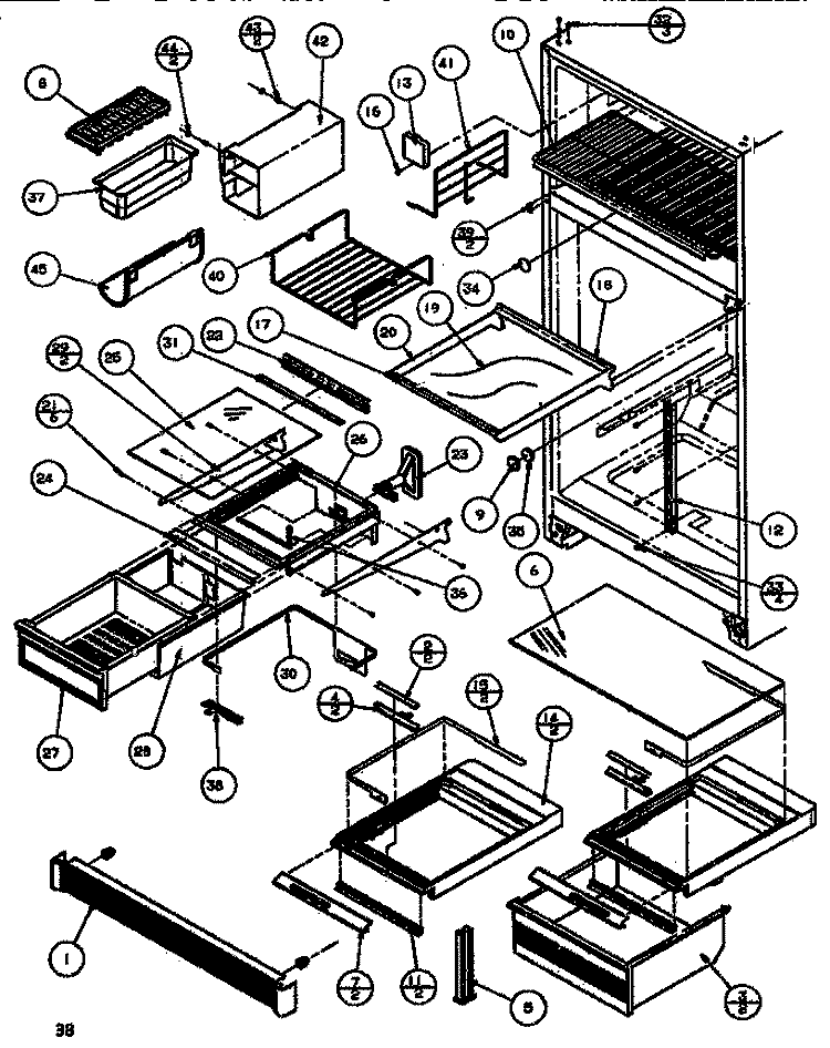 CABINET SHELVING Diagram and Parts List for TC522Q P1135701W Amana Refrigerator