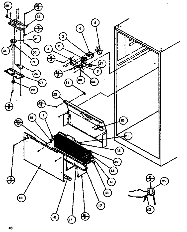 EVAP AREA Diagram and Parts List for TC522Q P1135701W Amana Refrigerator