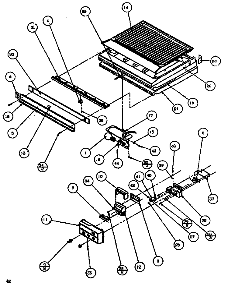 DIVIDER & CONTROLS Diagram and Parts List for TC522Q P1135701W Amana Refrigerator
