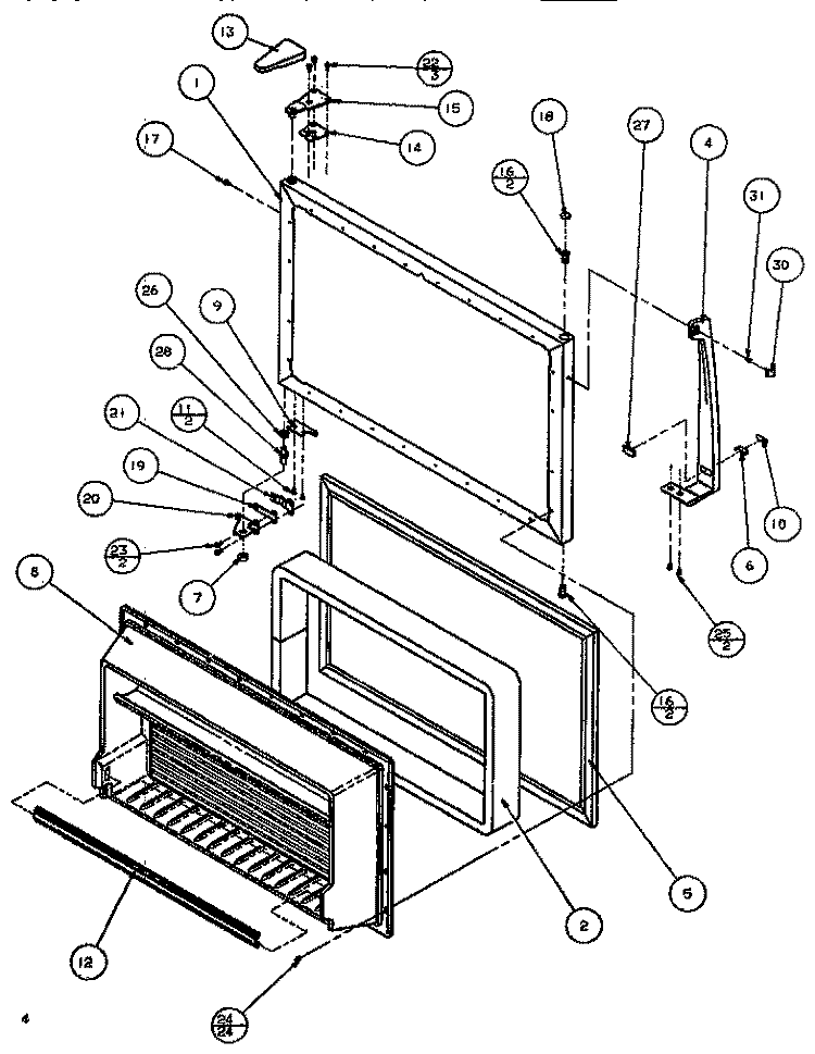 FZ DOOR Diagram and Parts List for TA179Q1 P1128301W Amana Refrigerator