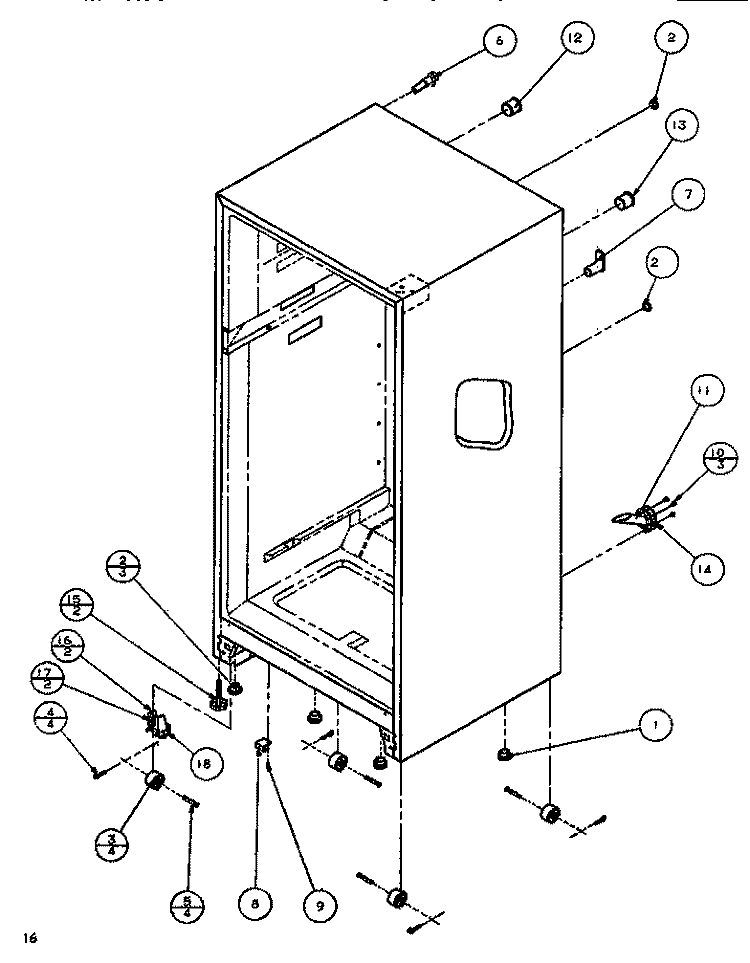 CABINET BOTTOM & BACK Diagram and Parts List for TA179Q1 P1128301W Amana Refrigerator