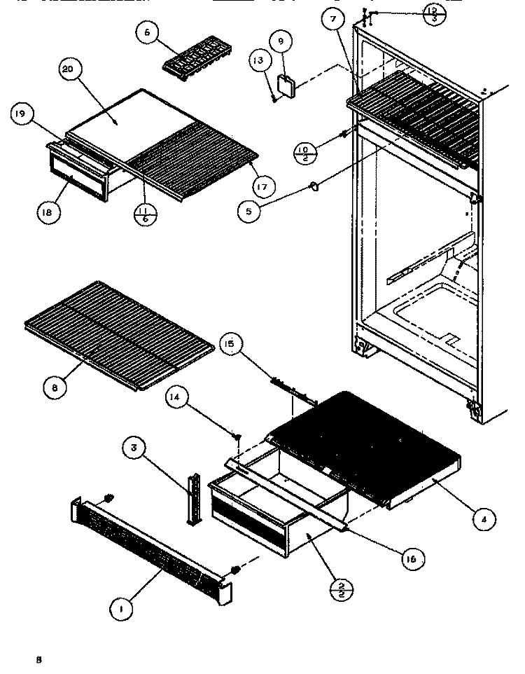 CABINET SHELVING Diagram and Parts List for TR518IT P1170501W Amana Refrigerator