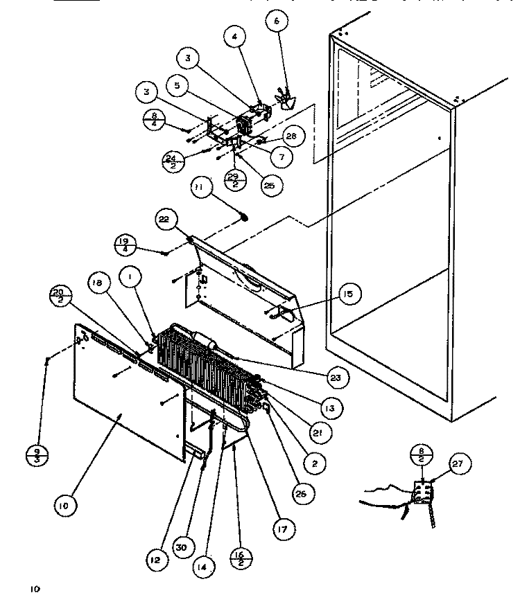 EVAP AREA Diagram and Parts List for TR518IT P1170501W Amana Refrigerator