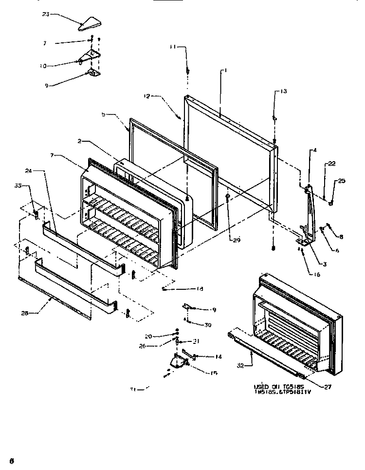 FZ DOOR Diagram and Parts List for TG518SW P1180901W Amana Refrigerator