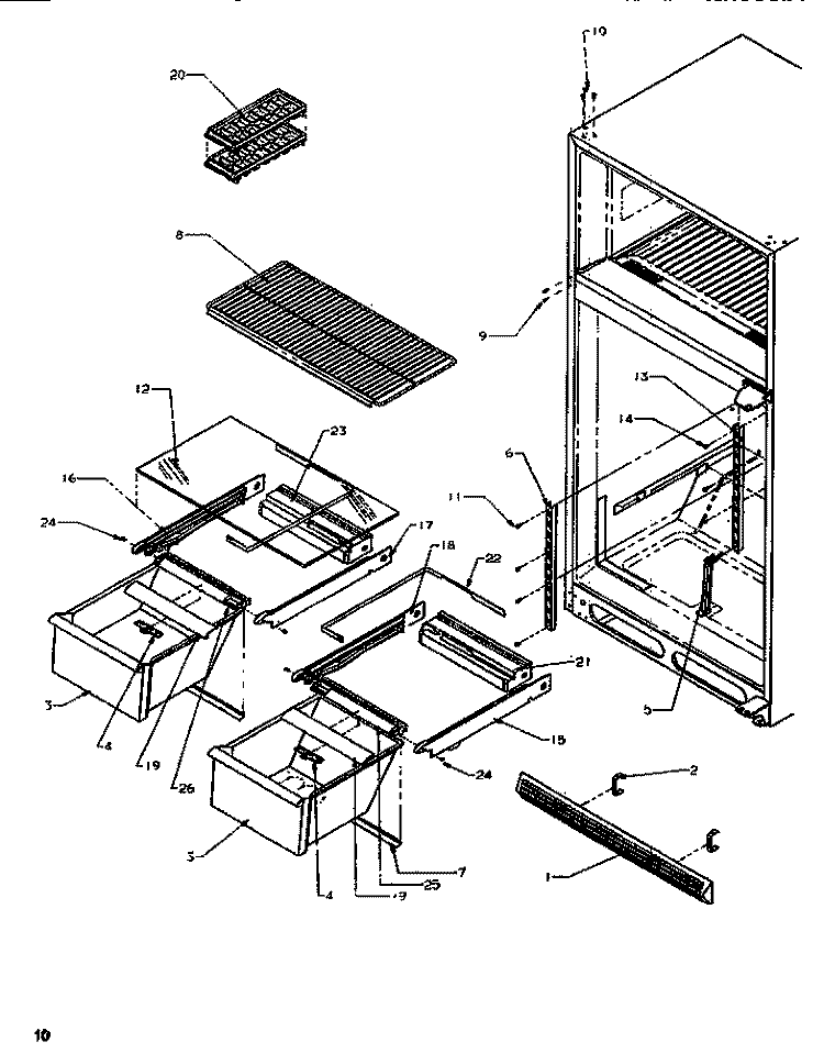 CABINET SHELVING Diagram and Parts List for TG518SW P1180901W Amana Refrigerator