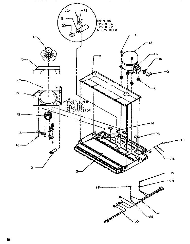 COMPRESSOR COMPARTMENT Diagram and Parts List for TG518SW P1180901W Amana Refrigerator