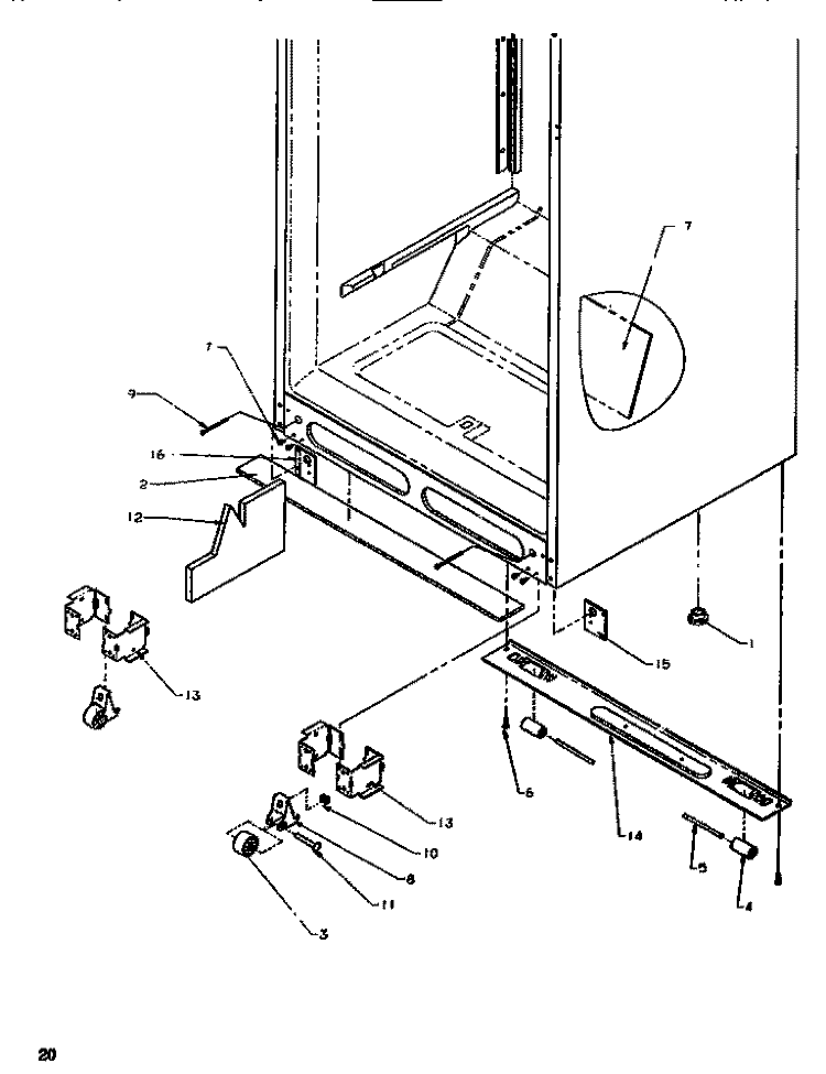 CABINET BOTTOM Diagram and Parts List for TG518SW P1180901W Amana Refrigerator