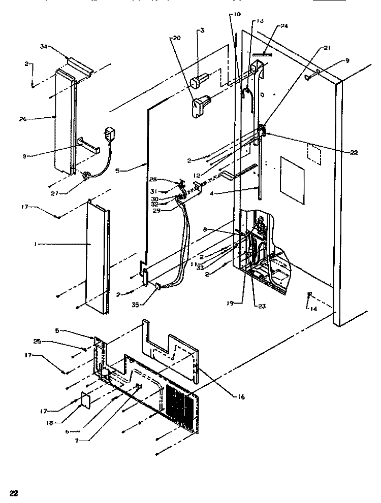 CABINET BACK Diagram and Parts List for TG518SW P1180901W Amana Refrigerator