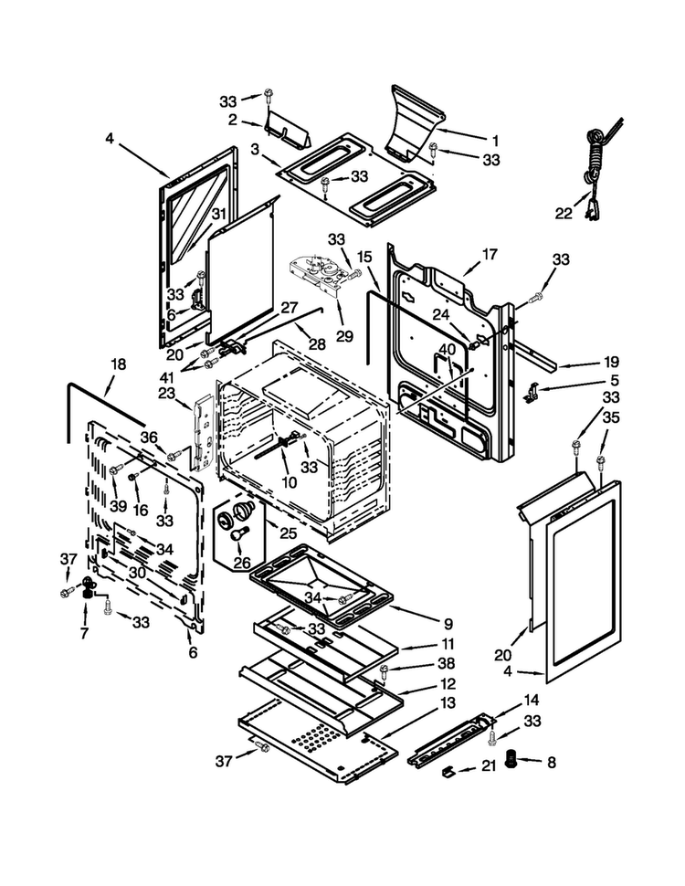 Chassis Parts Diagram and Parts List for MGR7662WQ1  Maytag Range