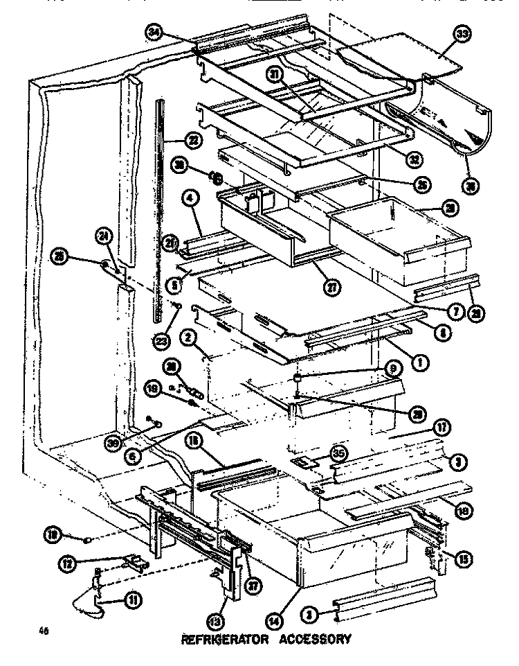 REF ACCESSORY Diagram and Parts List for SDI522F1 P7642502W Amana Refrigerator