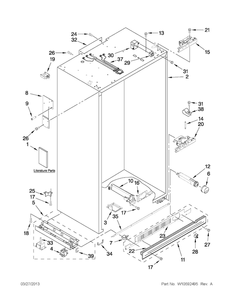Cabinet Parts Diagram and Parts List for JS48NXFXDW04  Jenn-Air Refrigerator