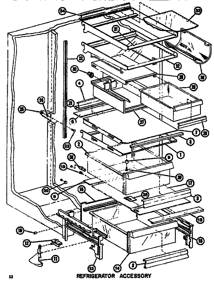 REF ACCESSORY Diagram and Parts List for SDI522F1 P7642508W Amana Refrigerator