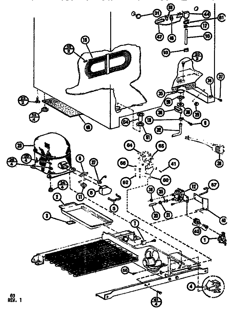 COMPRESSOR ASSY Diagram and Parts List for SDI522F1 P7642508W Amana Refrigerator