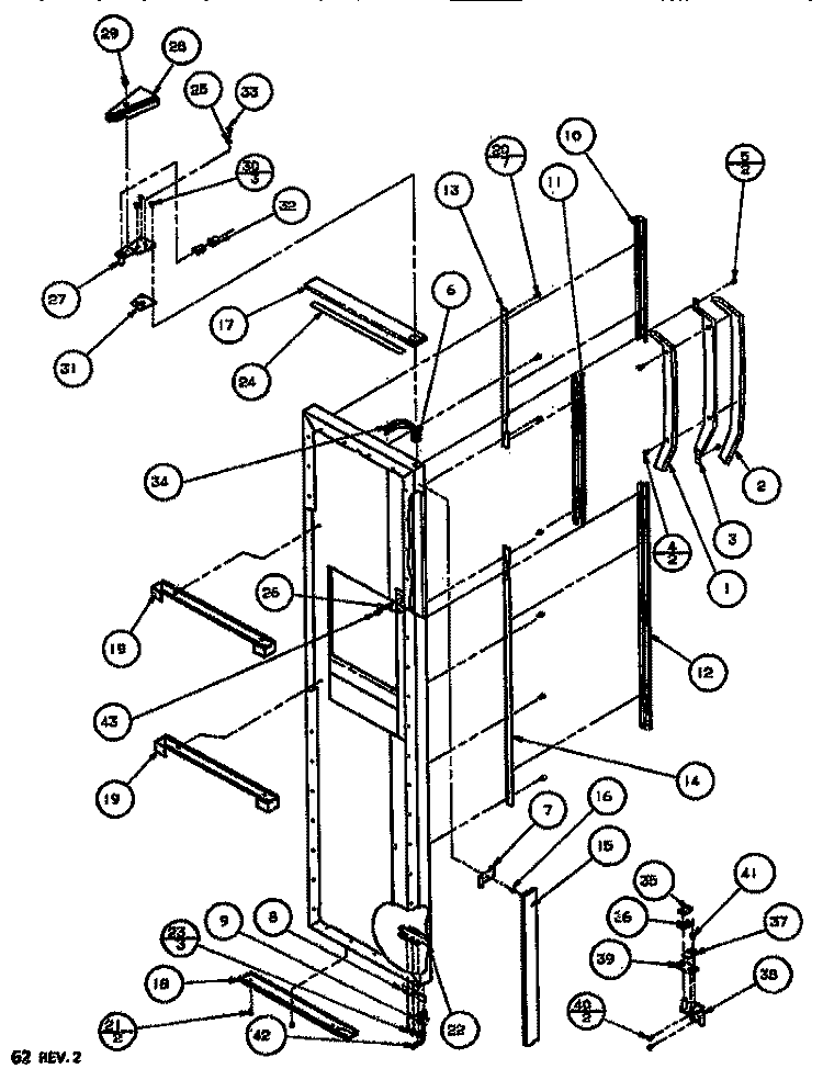 DOOR / HINGE / TRIM FZ Diagram and Parts List for SXDT522J P7845304W Amana Refrigerator