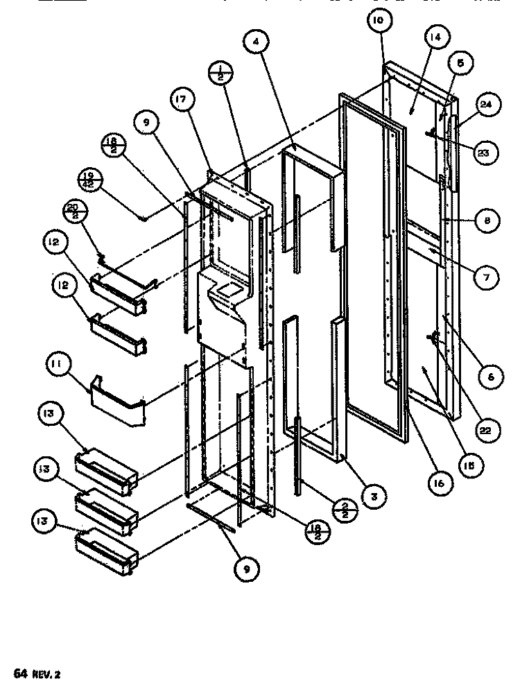FZ DOOR Diagram and Parts List for SXDT522J P7845304W Amana Refrigerator