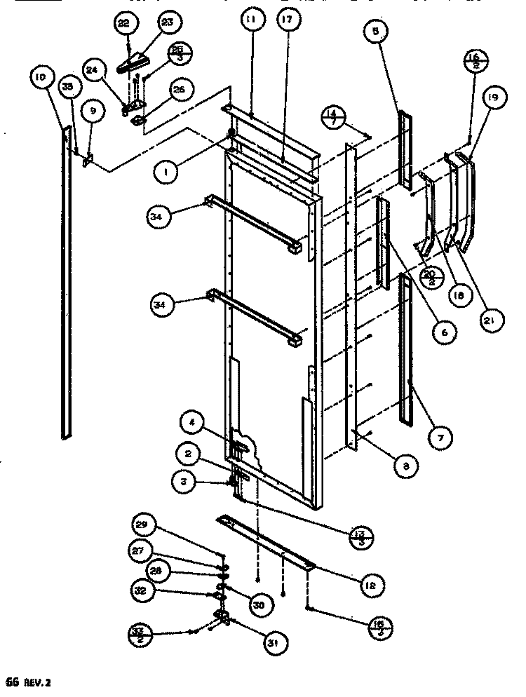 DOOR / HINGE / TRIM REF Diagram and Parts List for SXDT522J P7845304W Amana Refrigerator