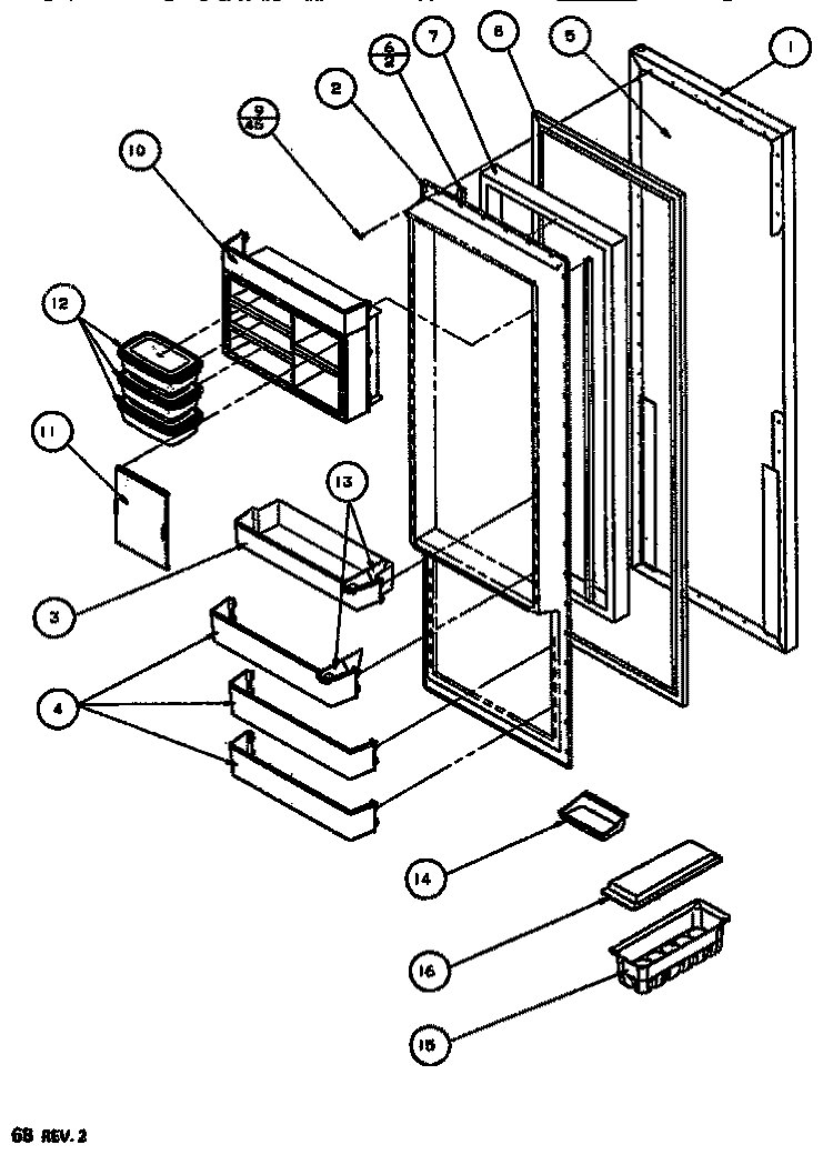 REF DOOR Diagram and Parts List for SXDT522J P7845304W Amana Refrigerator