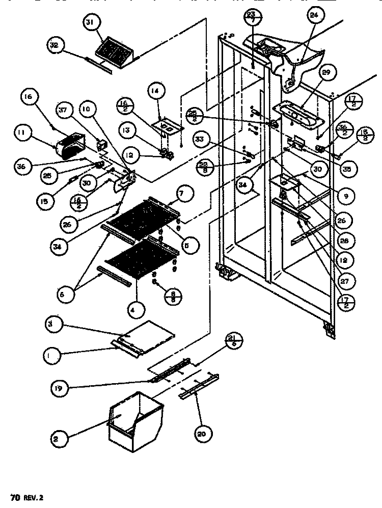 FZ SHELVING & REF LIGHT Diagram and Parts List for SXDT522J P7845304W Amana Refrigerator