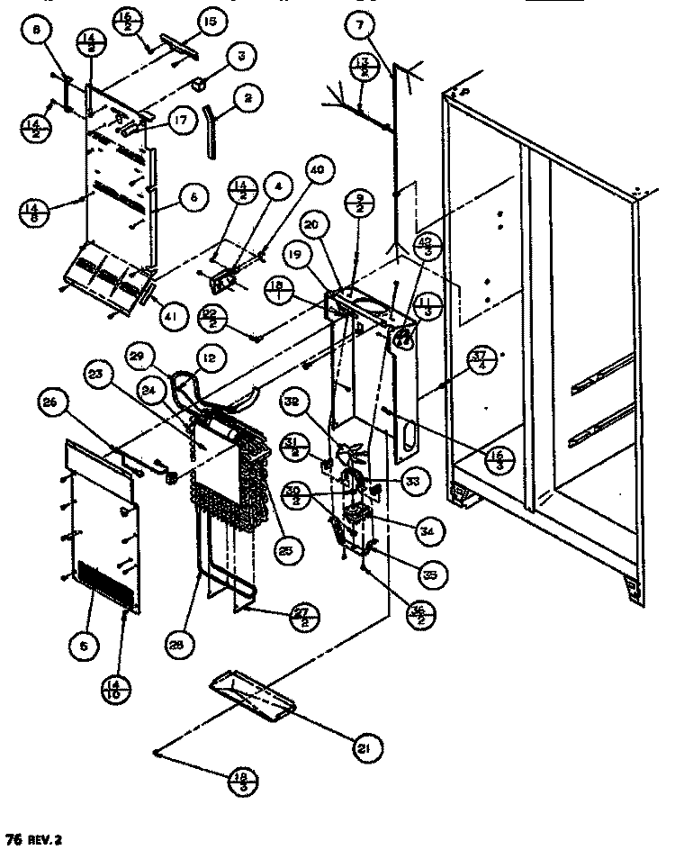 EVAP & AIR HANDLING Diagram and Parts List for SXDT522J P7845304W Amana Refrigerator