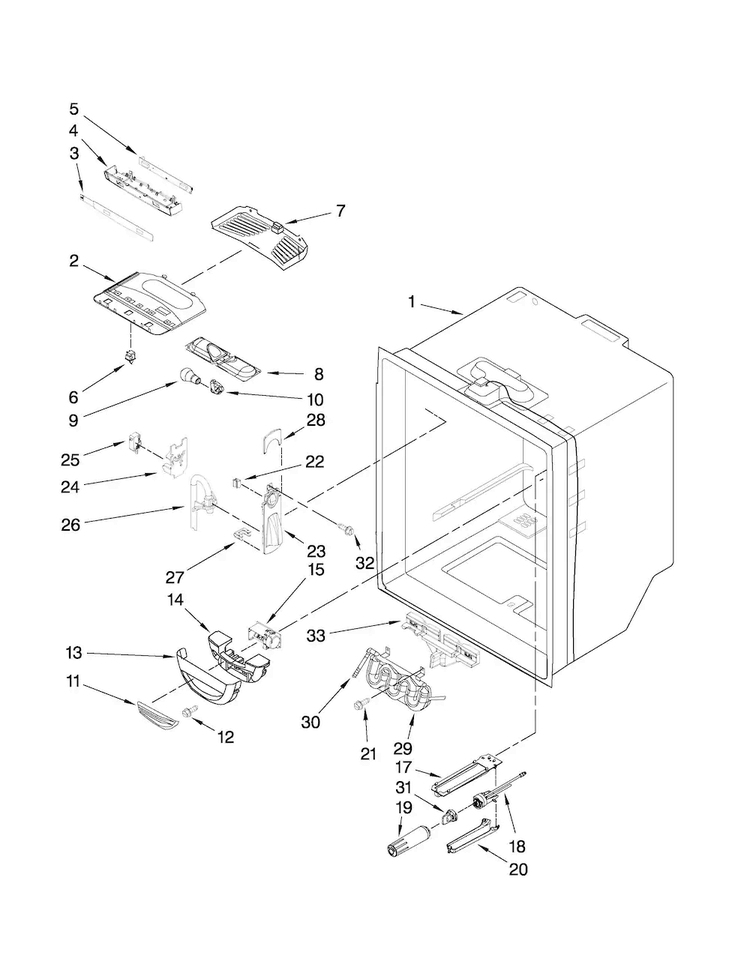 Refrigerator Liner Parts Diagram and Parts List for JFC2089WEM0  Jenn-Air Refrigerator