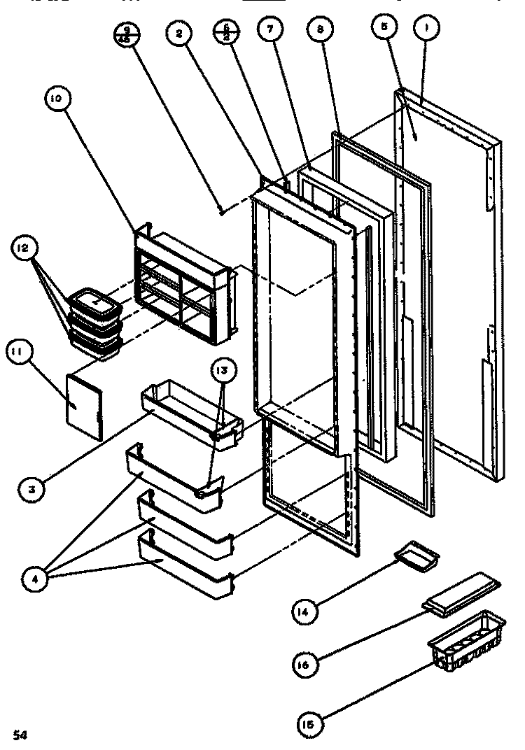 REF DOOR Diagram and Parts List for SBDT520J P7845303W W Amana Refrigerator