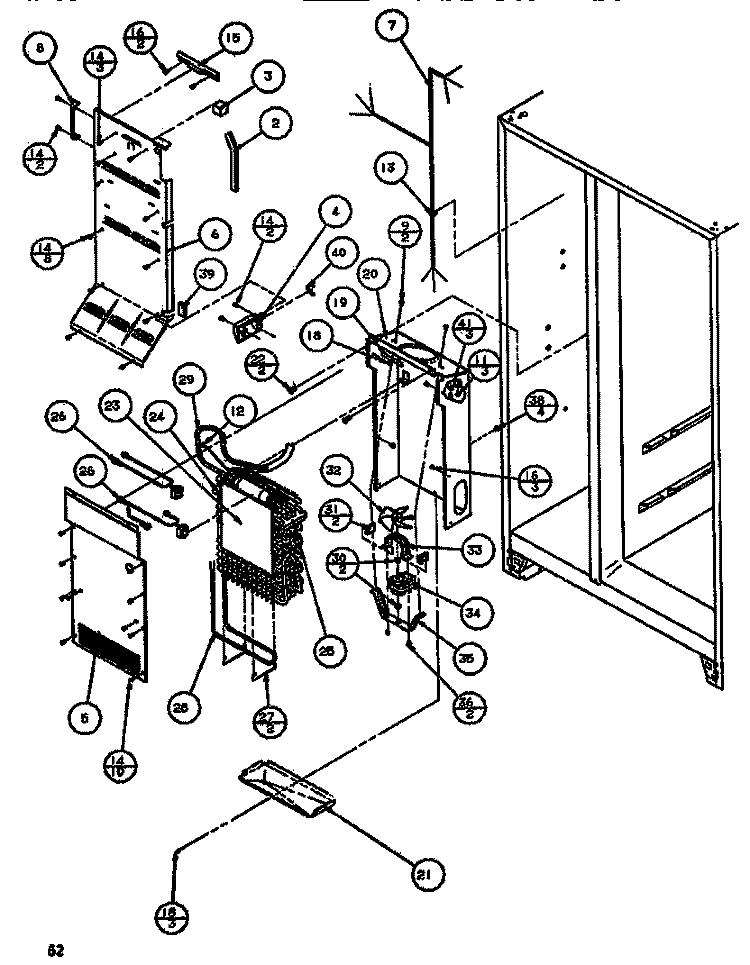 EVAP & AIR HANDLING Diagram and Parts List for SBDT520J P7845303W W Amana Refrigerator