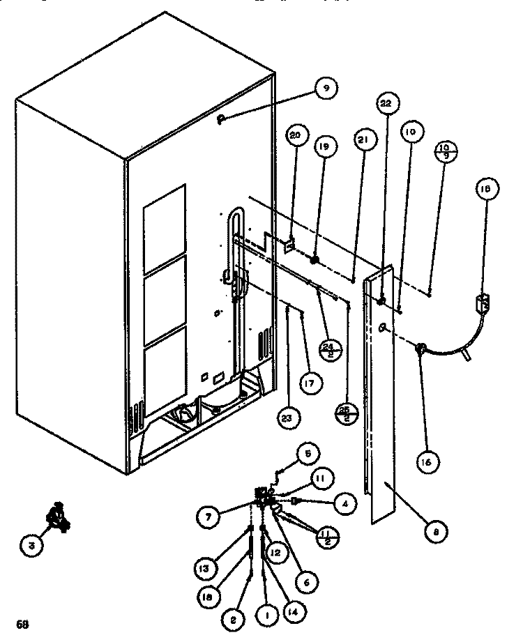 CABINET BACK Diagram and Parts List for SBDT520J P7845303W W Amana Refrigerator