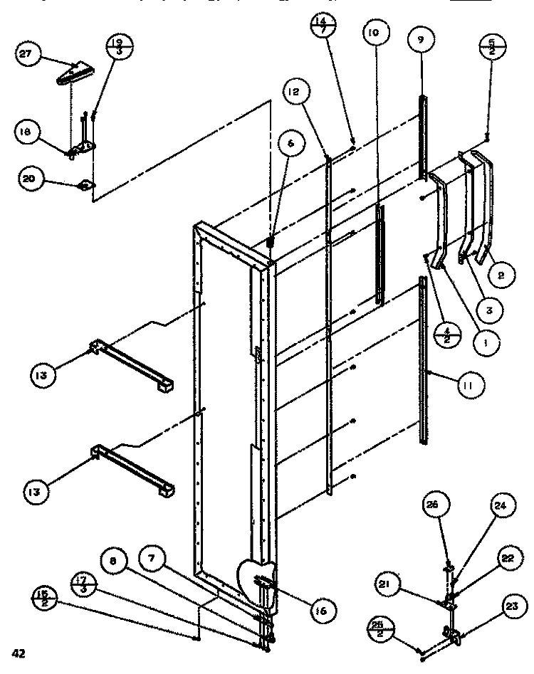 DOOR / HINGE / TRIM FZ Diagram and Parts List for SC519J P7804505W Amana Refrigerator