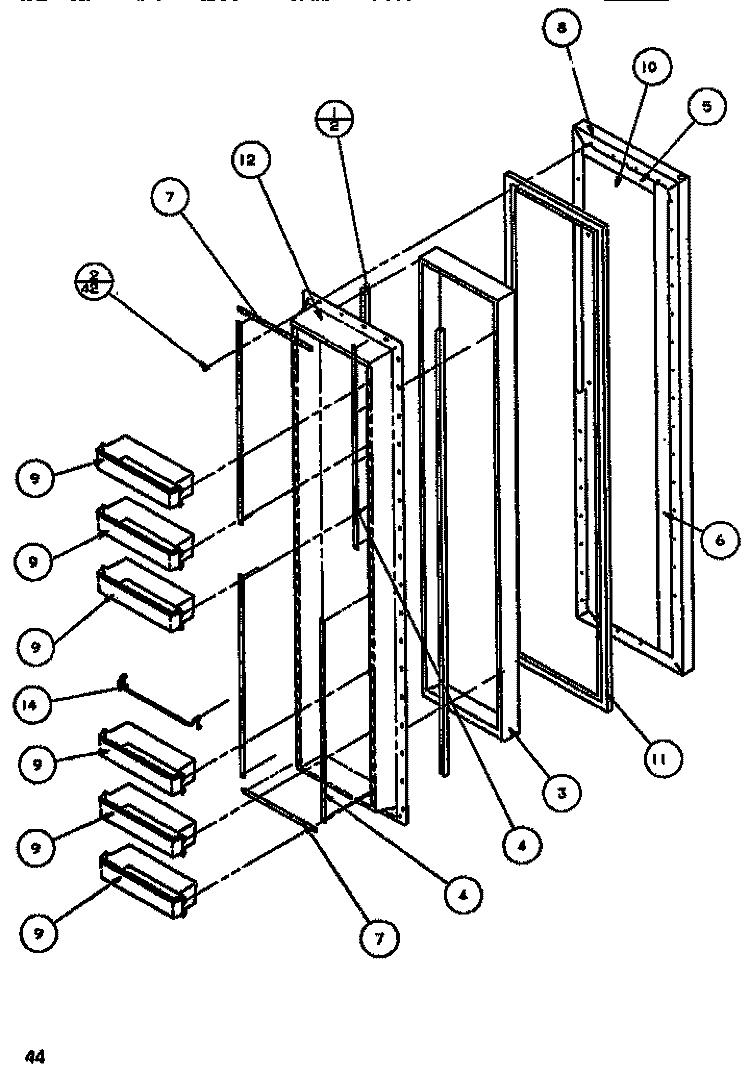 FZ DOOR Diagram and Parts List for SC519J P7804505W Amana Refrigerator