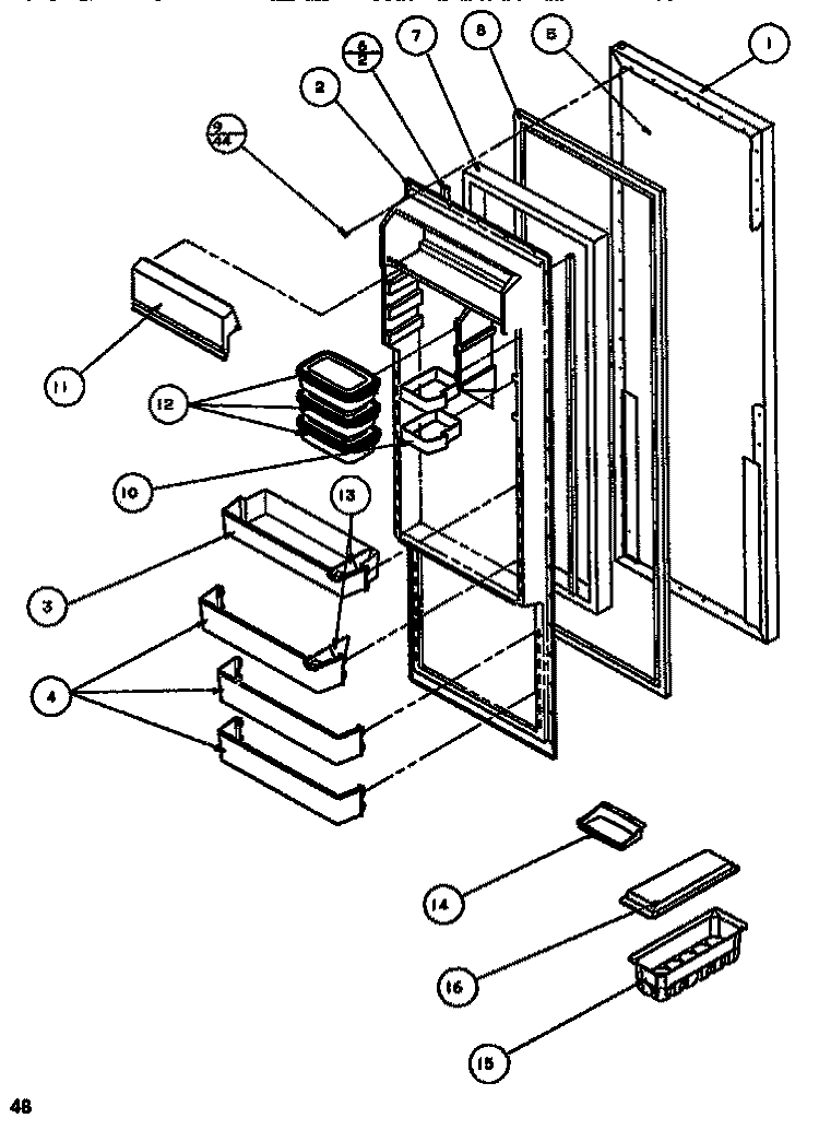 REF DOOR Diagram and Parts List for SC519J P7804505W Amana Refrigerator