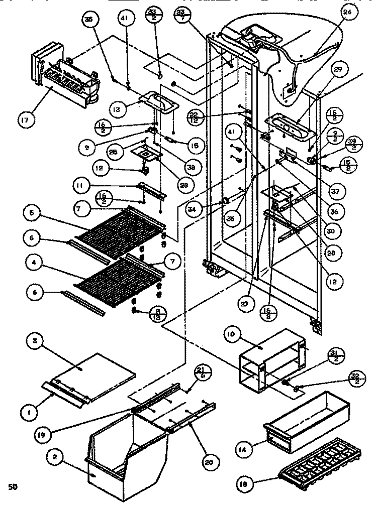 FZ SHELVING & REF LIGHT Diagram and Parts List for SC519J P7804505W Amana Refrigerator