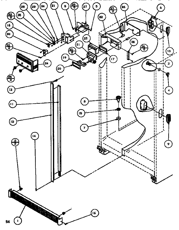 CONTROLS & CABINET (REF / FRZ) Diagram and Parts List for SC519J P7804505W Amana Refrigerator