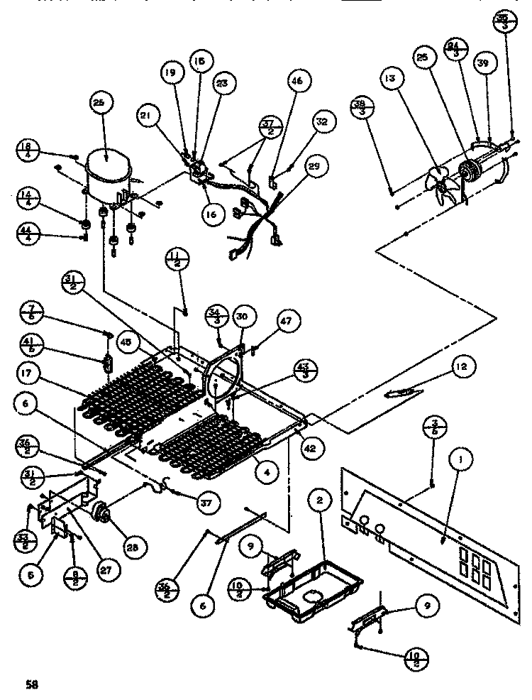 MACHINE COMPARTMENT Diagram and Parts List for SC519J P7804505W Amana Refrigerator