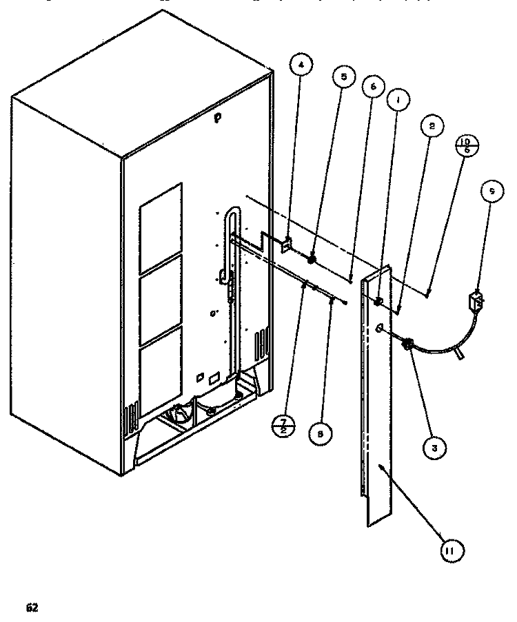 CABINET BACK Diagram and Parts List for SC519J P7804505W Amana Refrigerator