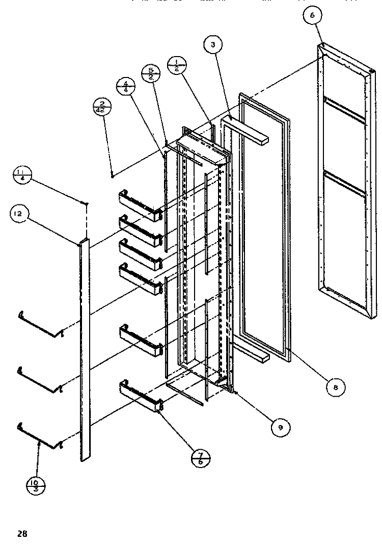 FZ DOOR Diagram and Parts List for SB520K P1140701W Amana Refrigerator