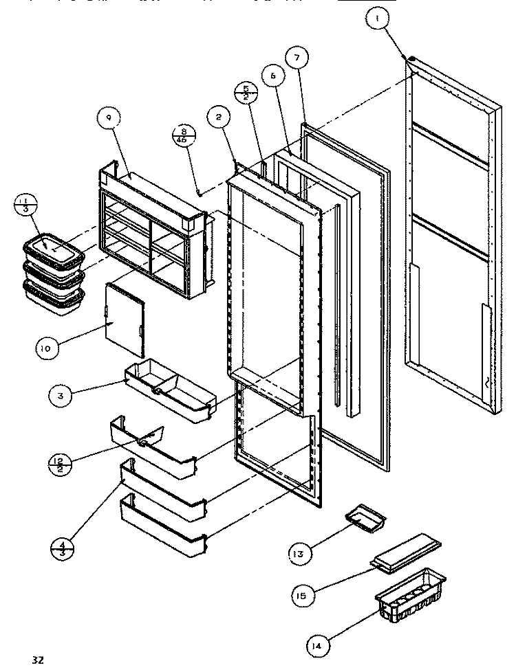 REF DOOR Diagram and Parts List for SB520K P1140701W Amana Refrigerator