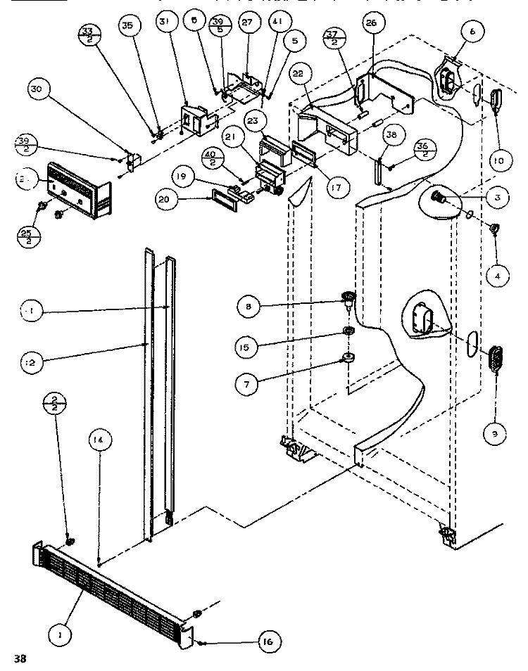 CONTROLS & CABINET (REF / FRZ) Diagram and Parts List for SB520K P1140701W Amana Refrigerator