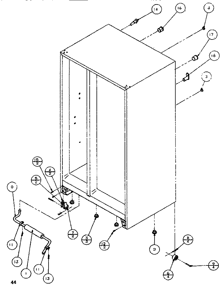 DRAIN & ROLLERS Diagram and Parts List for SB520K P1140701W Amana Refrigerator