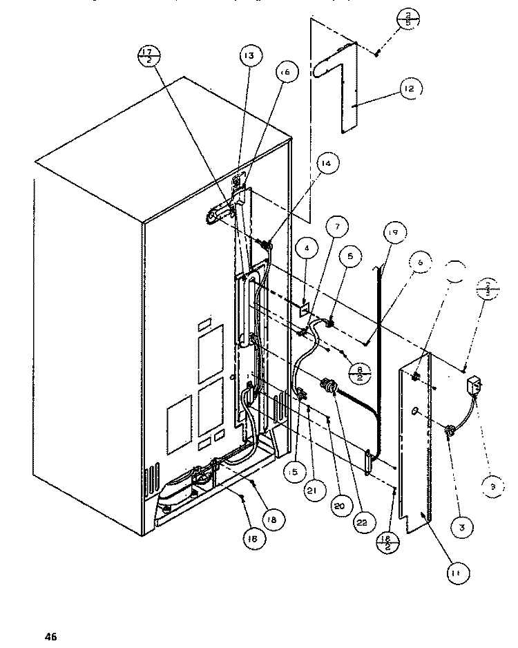 CABINET BACK Diagram and Parts List for SB520K P1140701W Amana Refrigerator