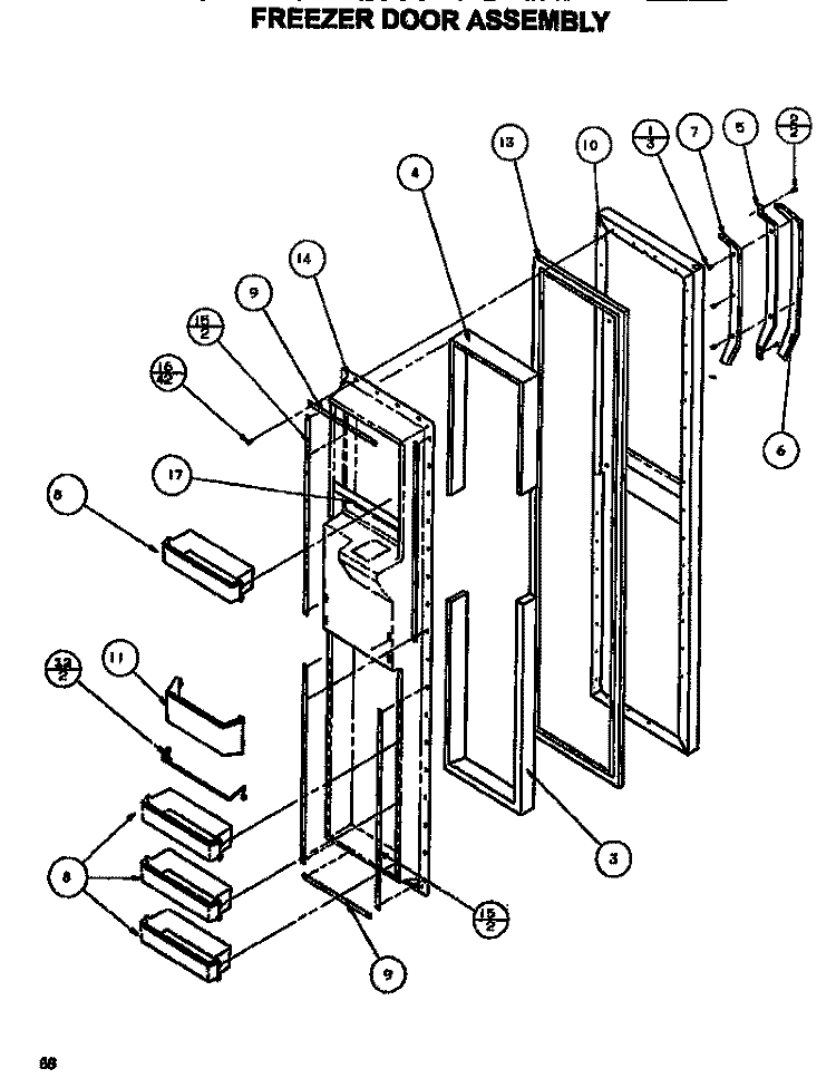 FZ DOOR Diagram and Parts List for SXDE528MW P1173401W Amana Refrigerator