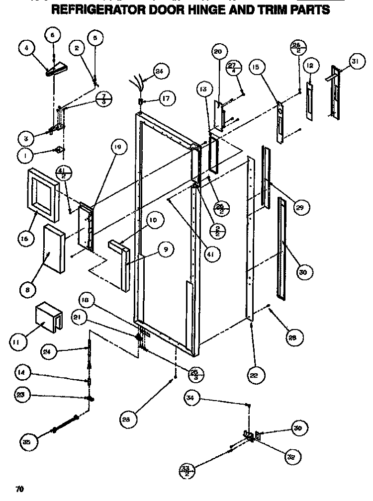 DOOR / HINGE / TRIM REF Diagram and Parts List for SXDE528MW P1173401W Amana Refrigerator