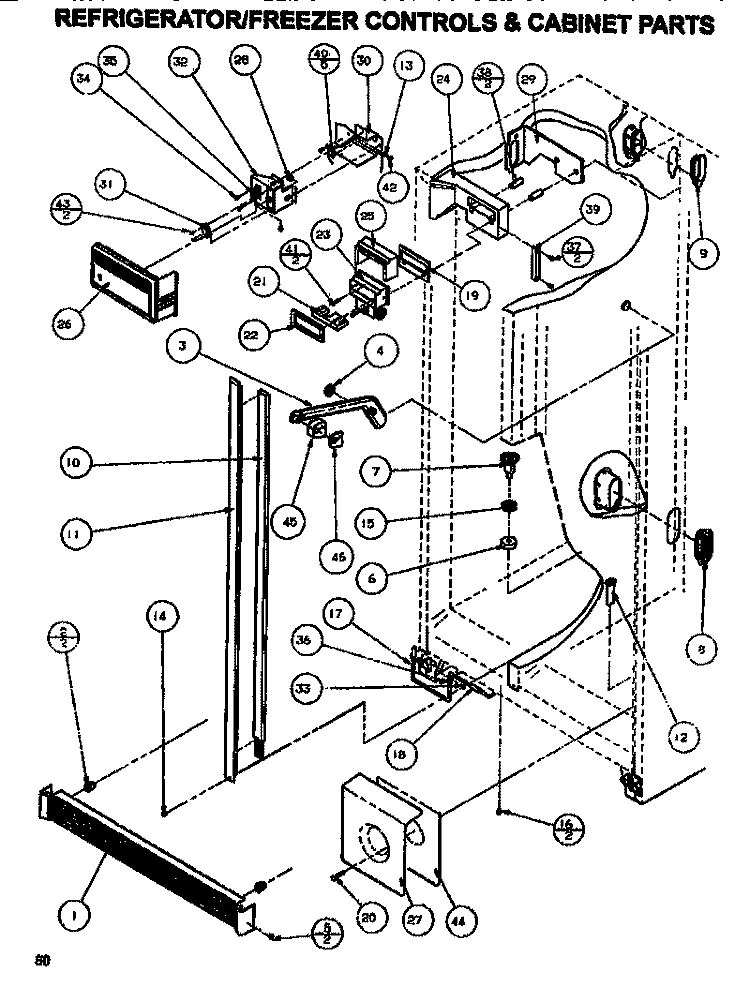 CONTROLS & CABINET (REF / FRZ) Diagram and Parts List for SXDE528MW P1173401W Amana Refrigerator