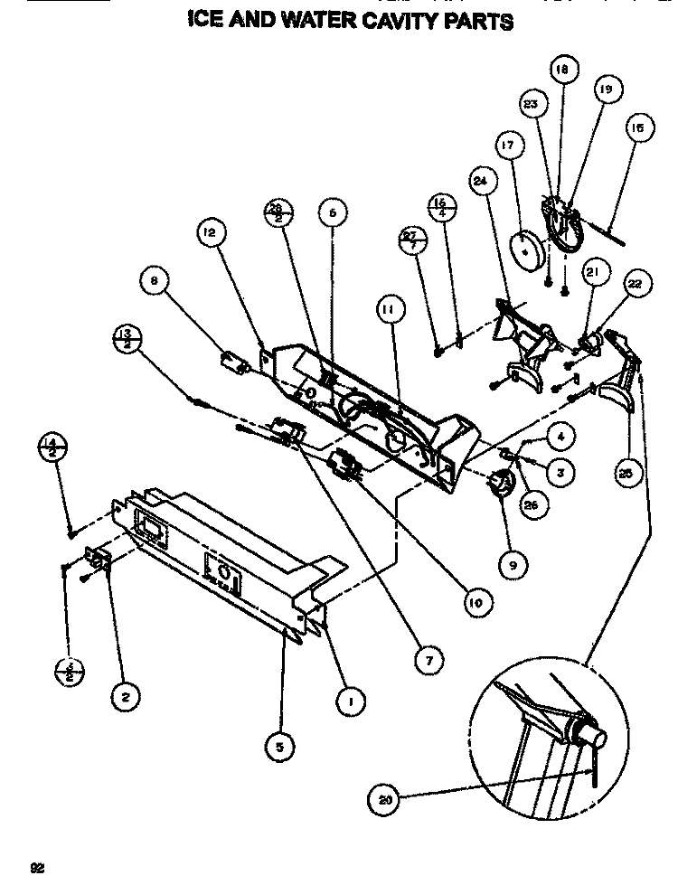 ICE & WATER CAVITY Diagram and Parts List for SXDE528MW P1173401W Amana Refrigerator